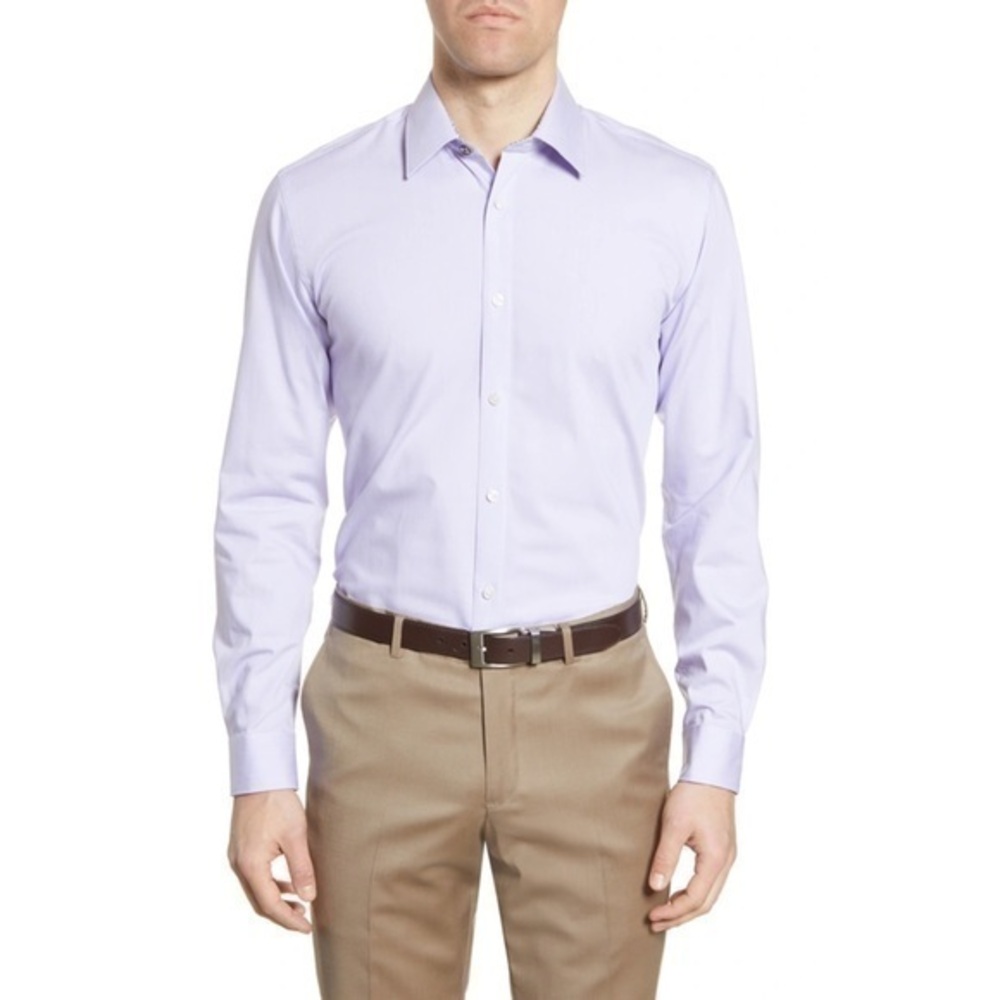 Ted Baker‎ London Sunray Trim Fit Stretch Dress Shirt in Lilac Size 15S NWT